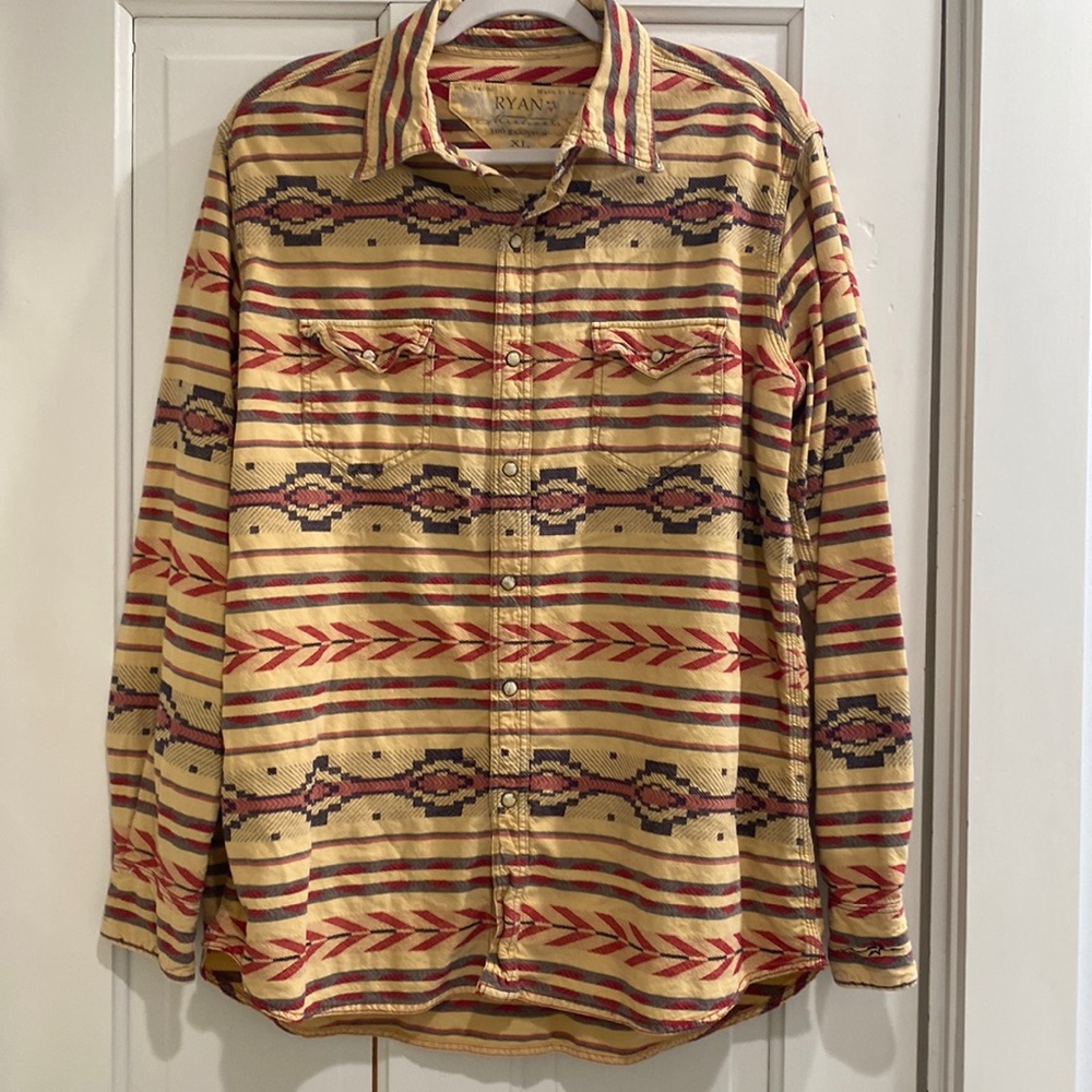 Men’s Ryan Michael Western Aztec Button Down Sz XL